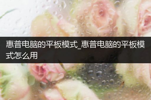 惠普电脑的平板模式_惠普电脑的平板模式怎么用