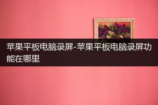 苹果平板电脑录屏-苹果平板电脑录屏功能在哪里