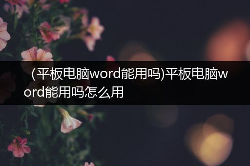 （平板电脑word能用吗)平板电脑word能用吗怎么用