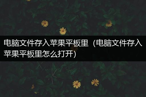 电脑文件存入苹果平板里（电脑文件存入苹果平板里怎么打开）